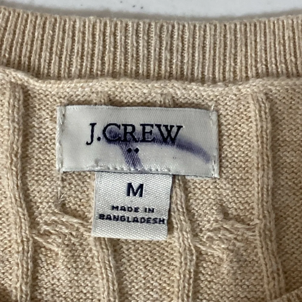J. Crew Sleeveless Beige Cable Knit Sweater Size Medium